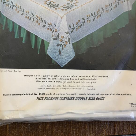 Bucilla Jiffy Cross Stitch Quilt Acorn Harvest Double Bed 90 x 103 NEW SEALED - Picture 3 of 4